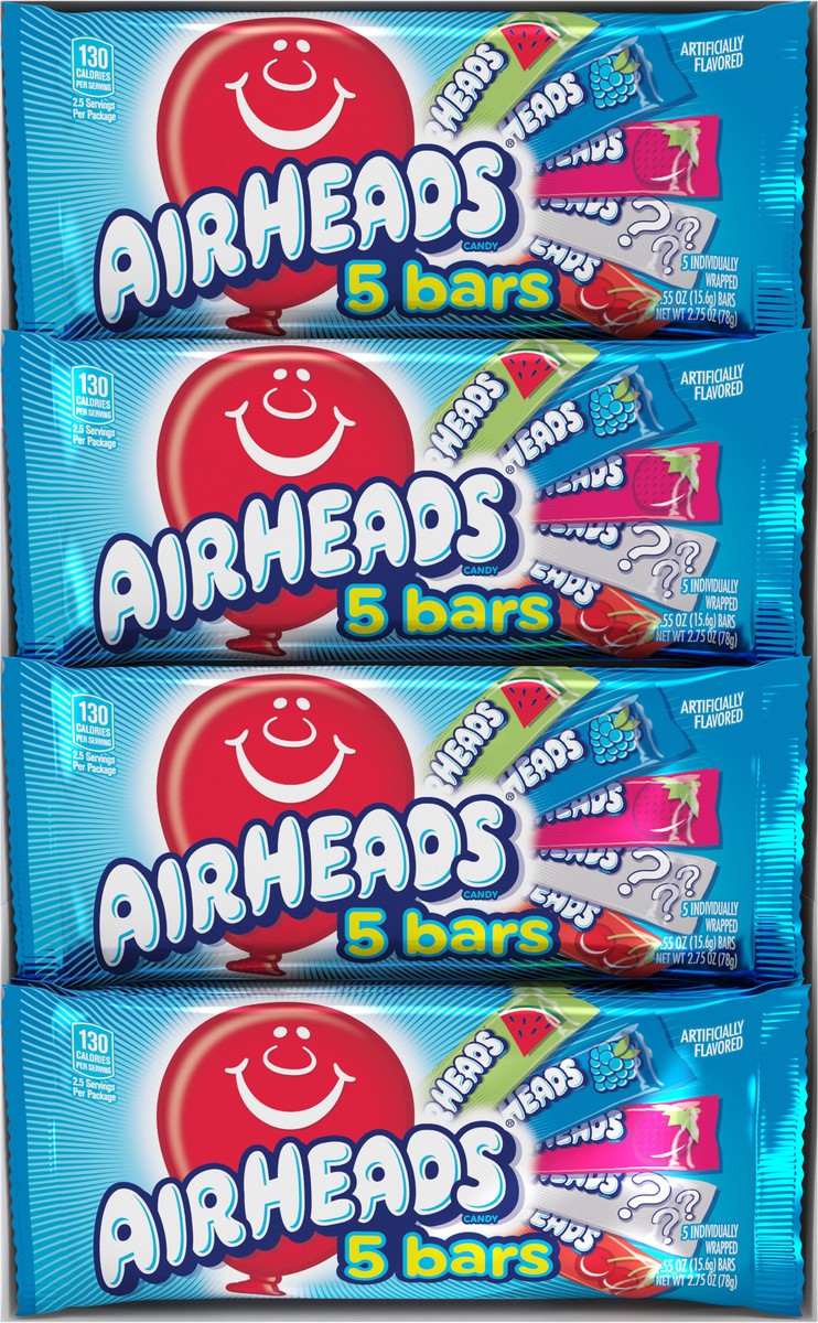 slide 7 of 13, Airheads Individually Wrapped Full Size Candy Bars 5 Flavor Variety Pack, 18 Count Bulk Pack, (.55 ounce bars), 18 ct