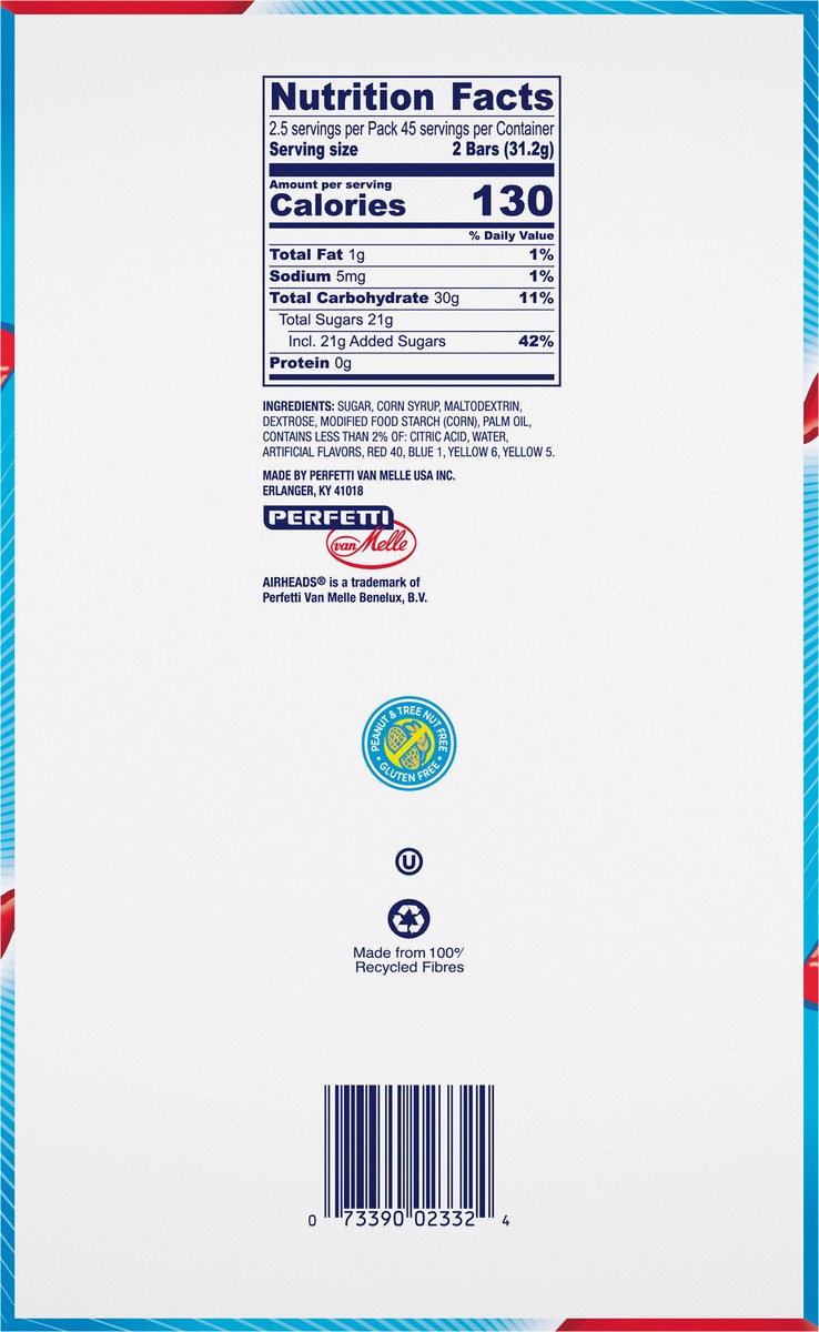 slide 9 of 13, Airheads Individually Wrapped Full Size Candy Bars 5 Flavor Variety Pack, 18 Count Bulk Pack, (.55 ounce bars), 18 ct