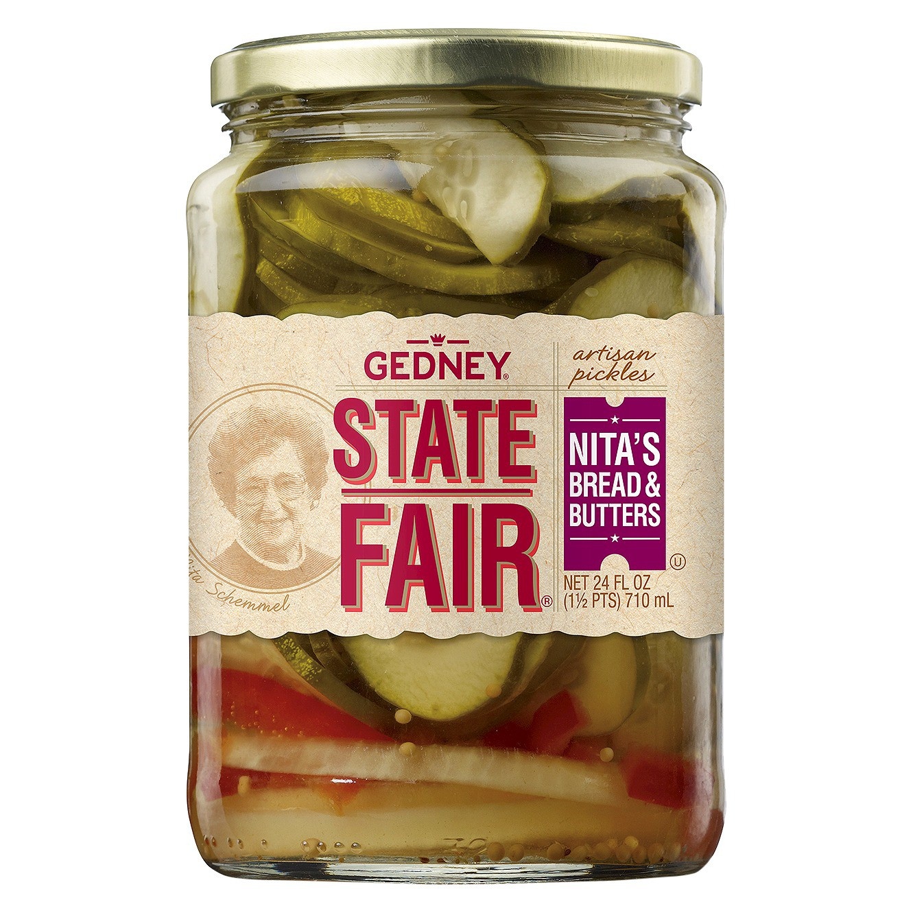 slide 1 of 1, Gedney State Fair Nita's Bread And Butter Pickles, 24 fl oz