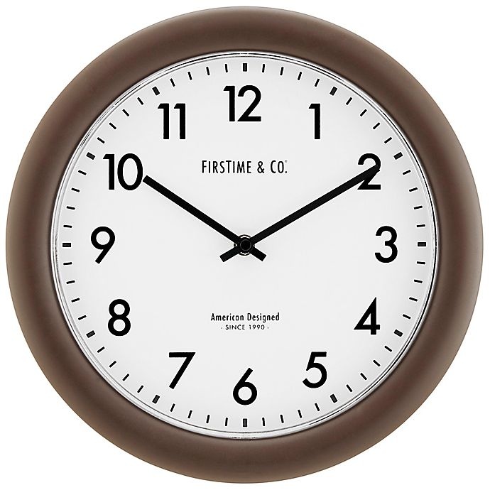 slide 1 of 4, FirsTime Sloane Essential Wall Clock - Dark Brown, 12 in