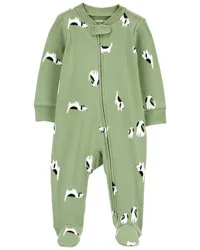 Carter's Baby Dog 2-Way Zip Cotton Sleep & Play Pajamas Green 9M