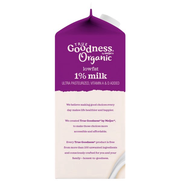 slide 12 of 13, True Goodness Organic 1% Low Fat Milk, Gallon, 2 qt