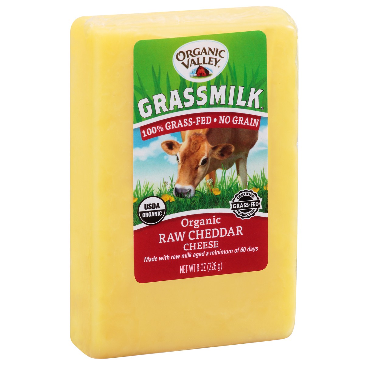 slide 2 of 9, Organic Valley Grassmilk Organic Raw Cheddar Cheese, 8 oz