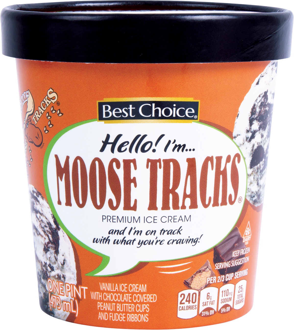 slide 1 of 1, Best Choice Moose Track Ice Cream, 16 fl oz