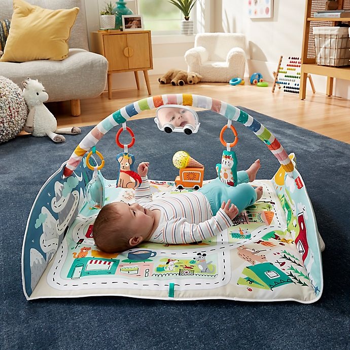slide 3 of 6, Fisher-Price Activity City Gym to Jumbo Playmat - Blue, 1 ct