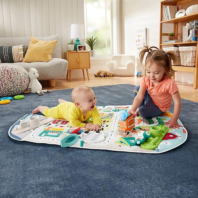 slide 6 of 6, Fisher-Price Activity City Gym to Jumbo Playmat - Blue, 1 ct