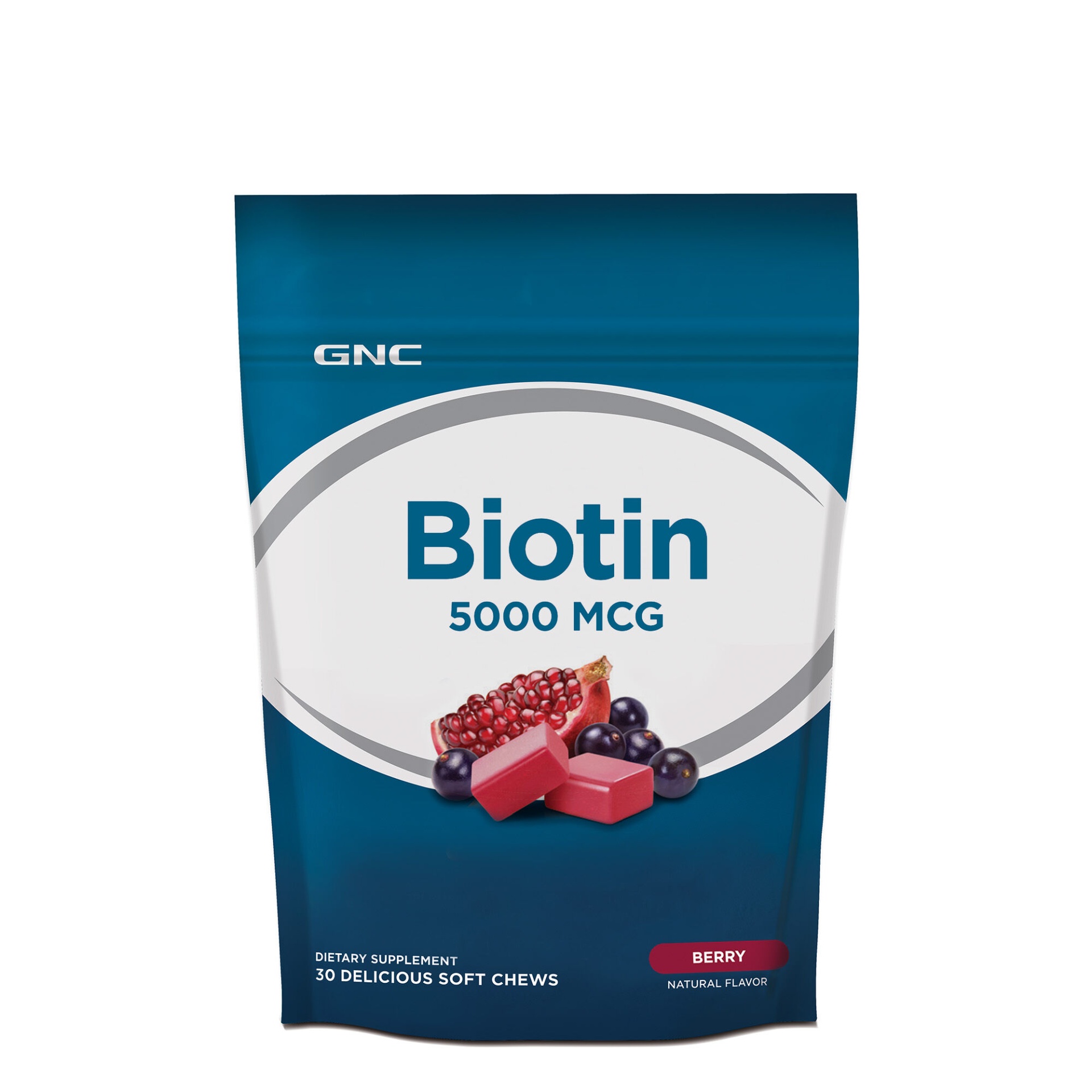 slide 1 of 1, GNC Biotin Soft Chews 5000 MCG - Berry, 30 ct