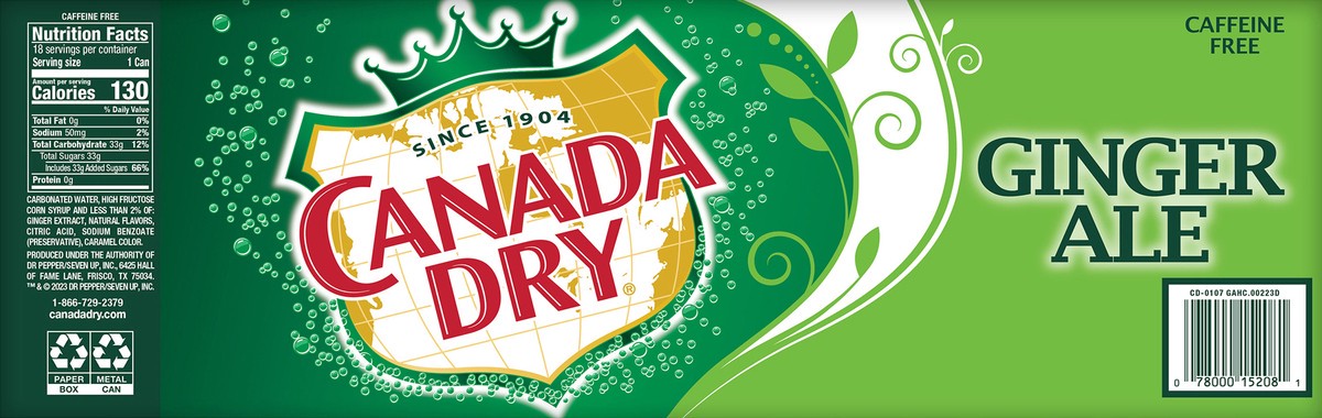 slide 2 of 12, Canada Dry Ginger Ale Soda, 12 fl oz cans, 18 pack, 18 ct