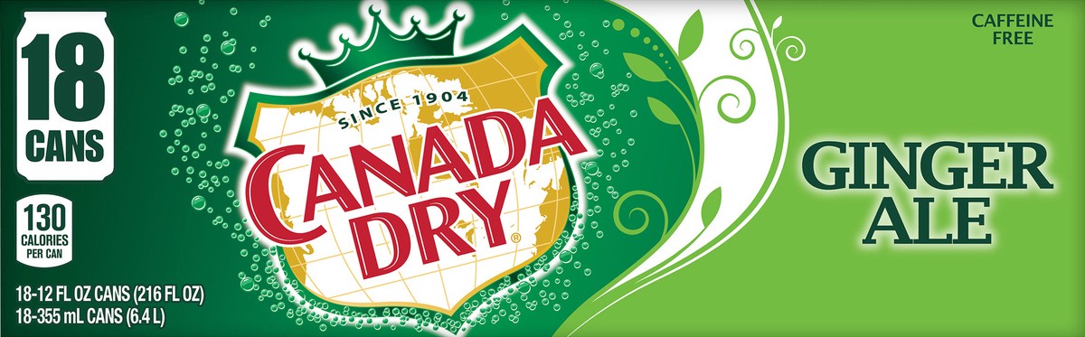 slide 7 of 12, Canada Dry Ginger Ale Soda, 12 fl oz cans, 18 pack, 18 ct