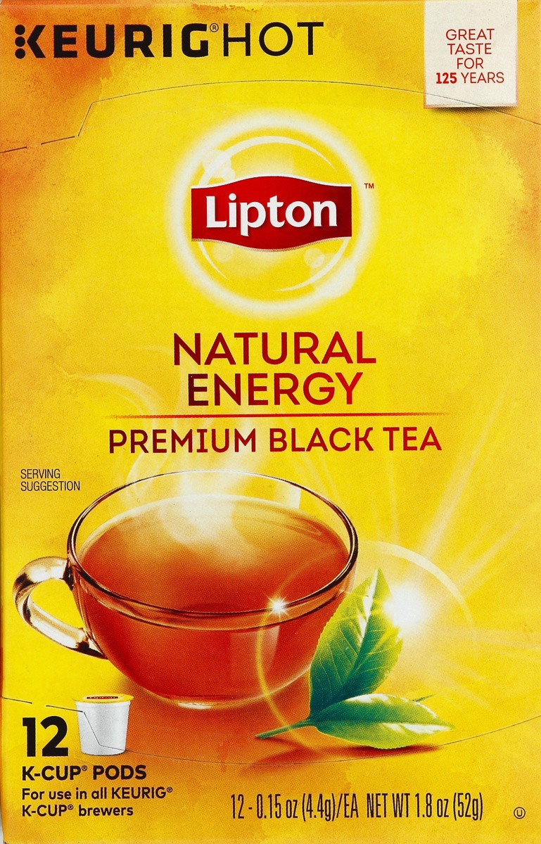 slide 5 of 5, Lipton Natural Energy Premium Black Tea K-Cup Pods, 12 ct