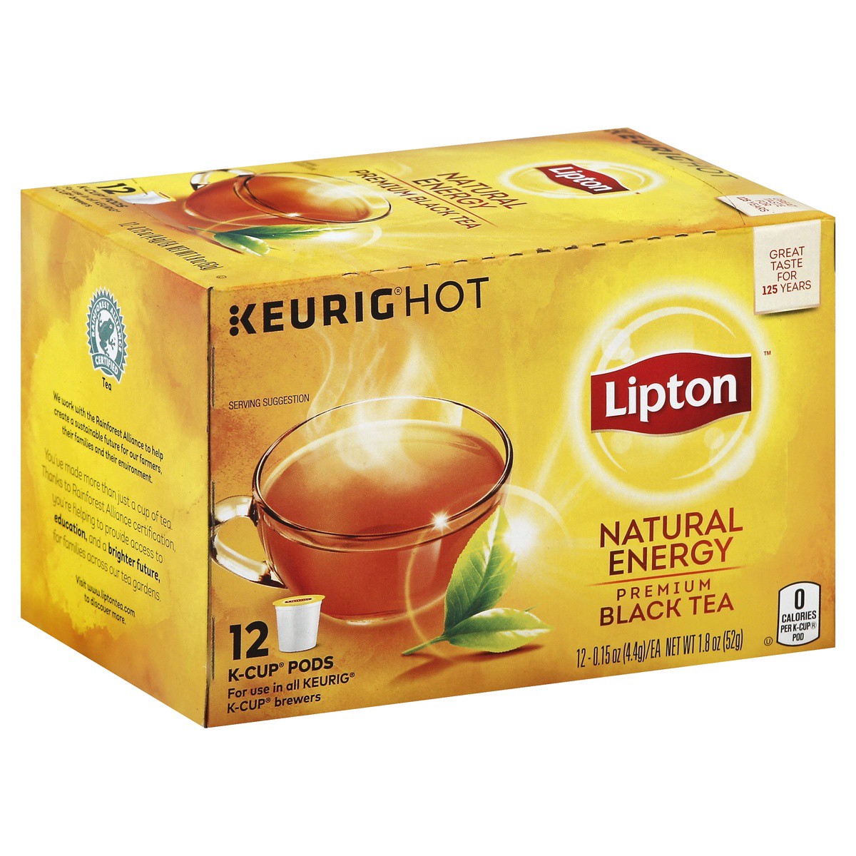 slide 1 of 5, Lipton Natural Energy Premium Black Tea K-Cup Pods, 12 ct