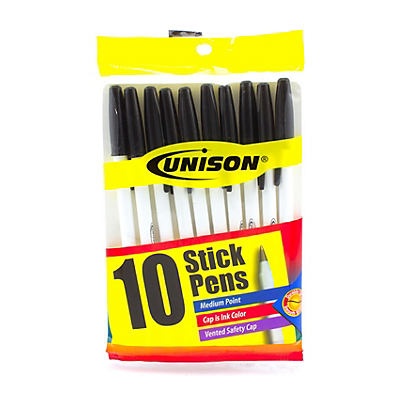 slide 1 of 1, Unison Black Barrel Pen, 10 ct