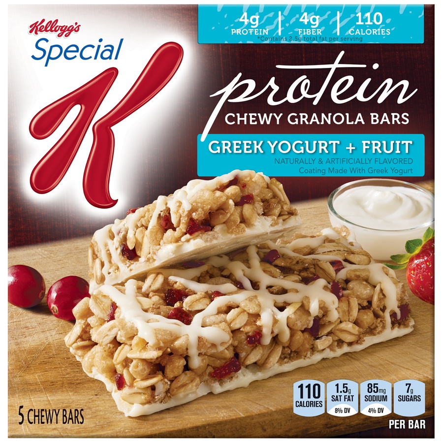 slide 1 of 7, Kellogg's Special K Protein Greek Yogurt & Fruit Granola Snack Bars, 5 ct; 0.95 oz
