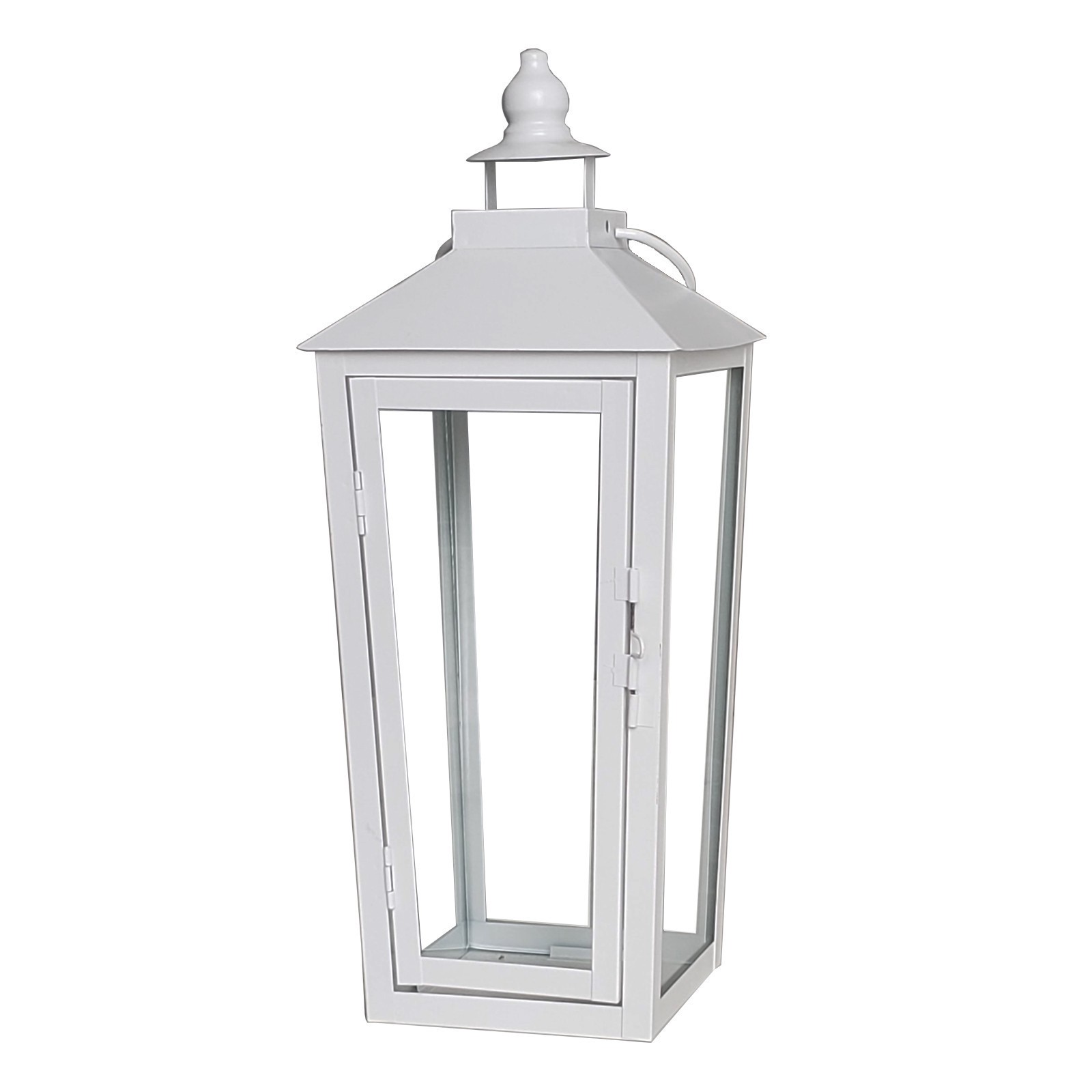 slide 2 of 4, 15.7" White Metal Lantern By Ashland, 6.3 in x 6.3 in x 15.7 in