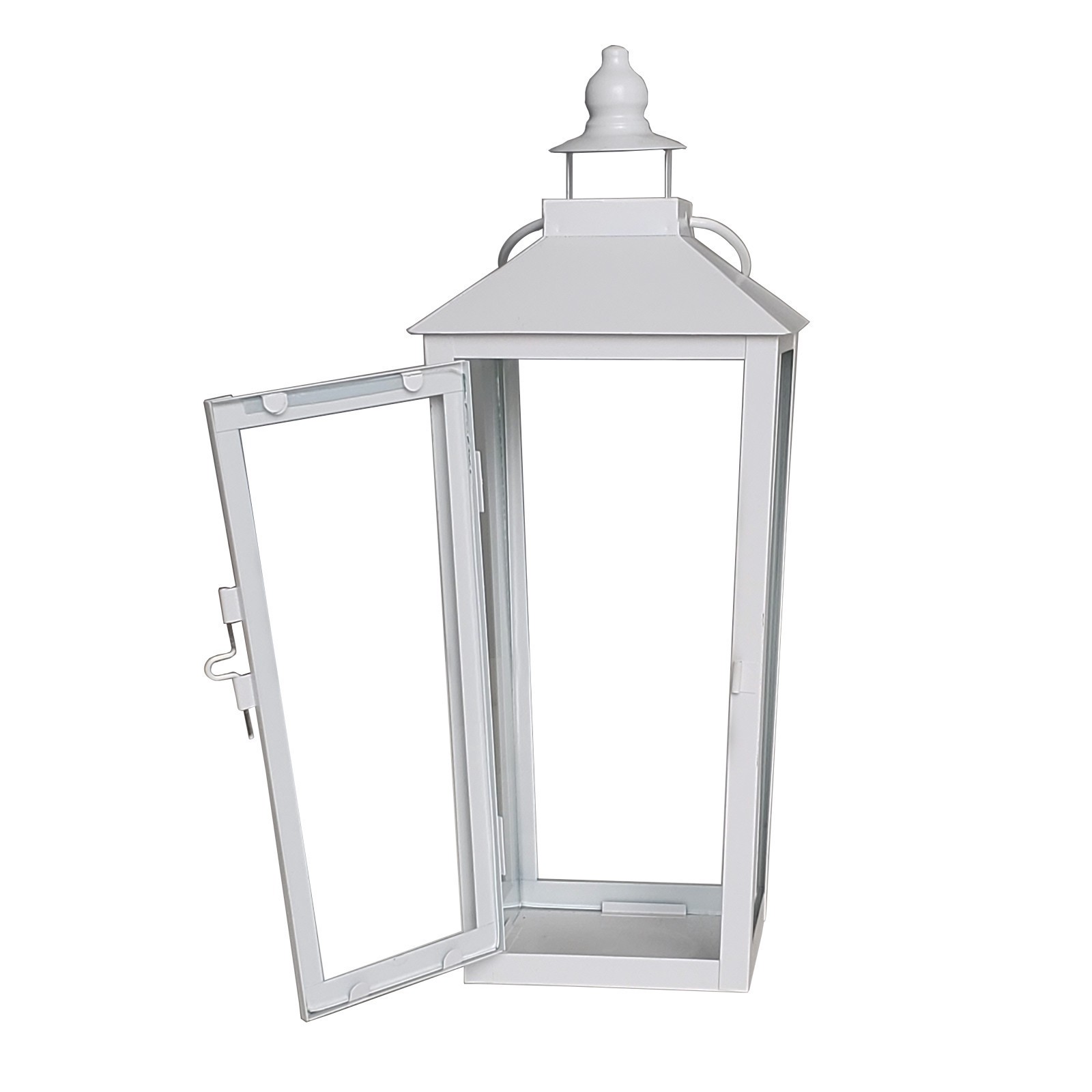 slide 3 of 4, 15.7" White Metal Lantern By Ashland, 6.3 in x 6.3 in x 15.7 in