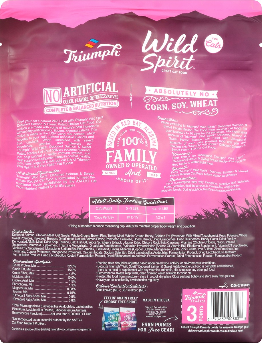 slide 9 of 12, Triumph Wild Spirit Deboned Salmon & Sweet Potato Recipe Cat Food 48 oz, 48 oz