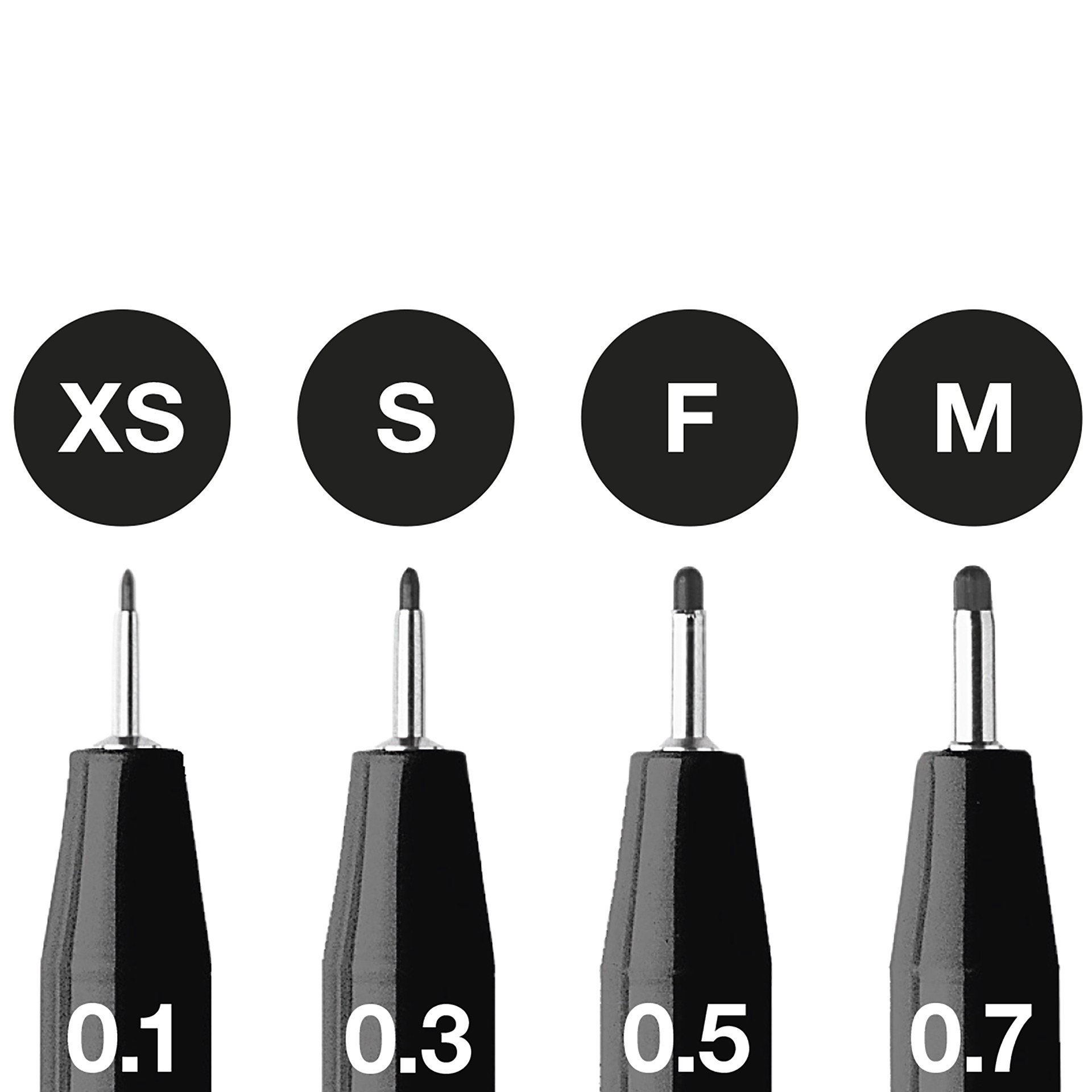 slide 3 of 4, Faber-Castell Pitt 0.1mm-0.7mm Black 4 Piece Artist Pen Set, 0.1mm