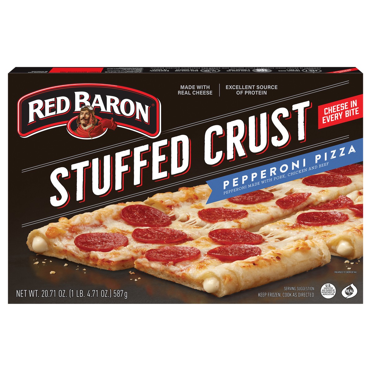 slide 6 of 14, Red Baron Pizza, Stuffed Crust Pepperoni 20.71 oz., 20.71 oz