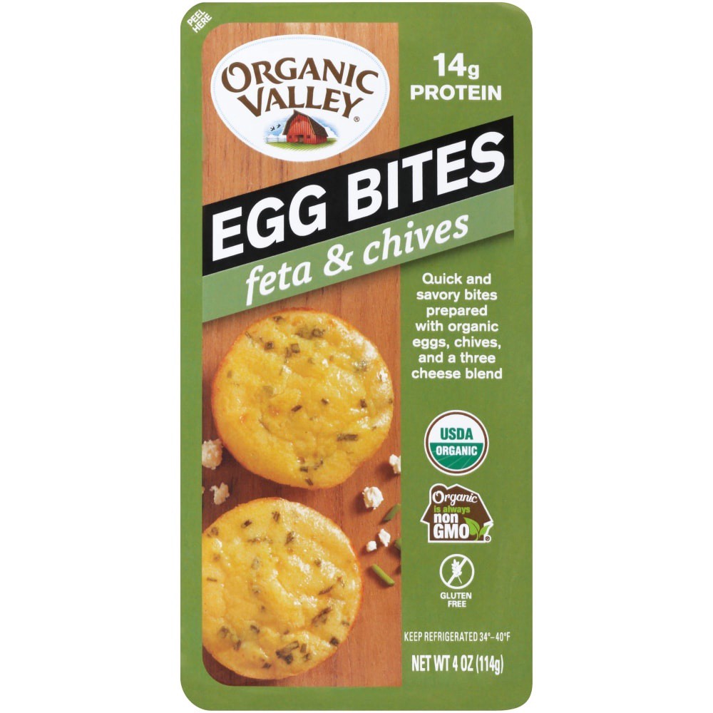 slide 1 of 2, Organic Valley Feta & Chives Egg Bites Pack, 2 ct