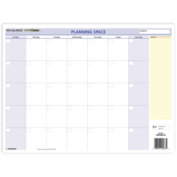 slide 2 of 5, 2025 At-A-Glance Quicknotes Erasable Monthly/Yearly Wall Calendar, 16"" X 12"", Traditional, January 2025 To December 2025, Pm550B28, 1 ct