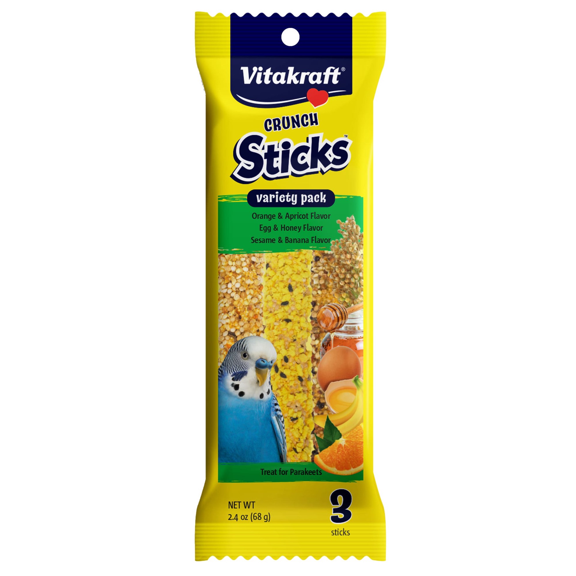 slide 1 of 1, Vitakraft Crunch Sticks Variety Pack Parakeet Treat, 3 ct