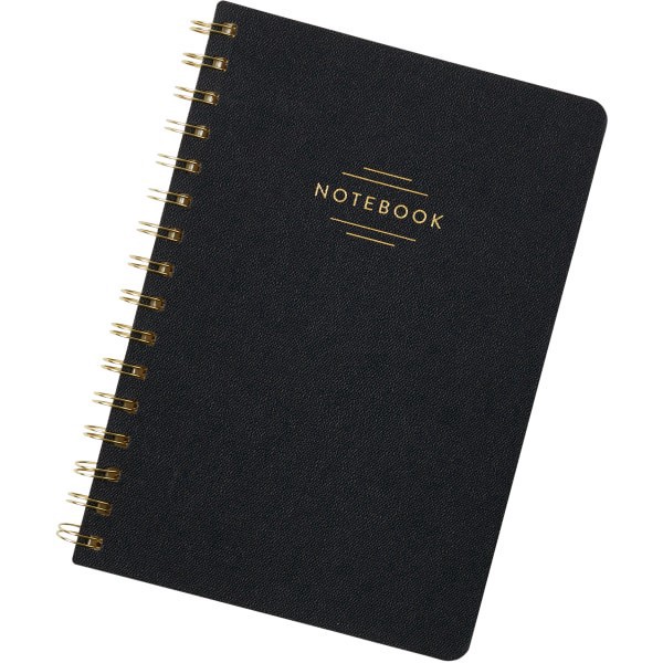 slide 1 of 1, Eccolo Oxford Spiral Journal, 6"" X 8"", Wide Rule, 192 Pages, Black/Gold Foil, 1 ct