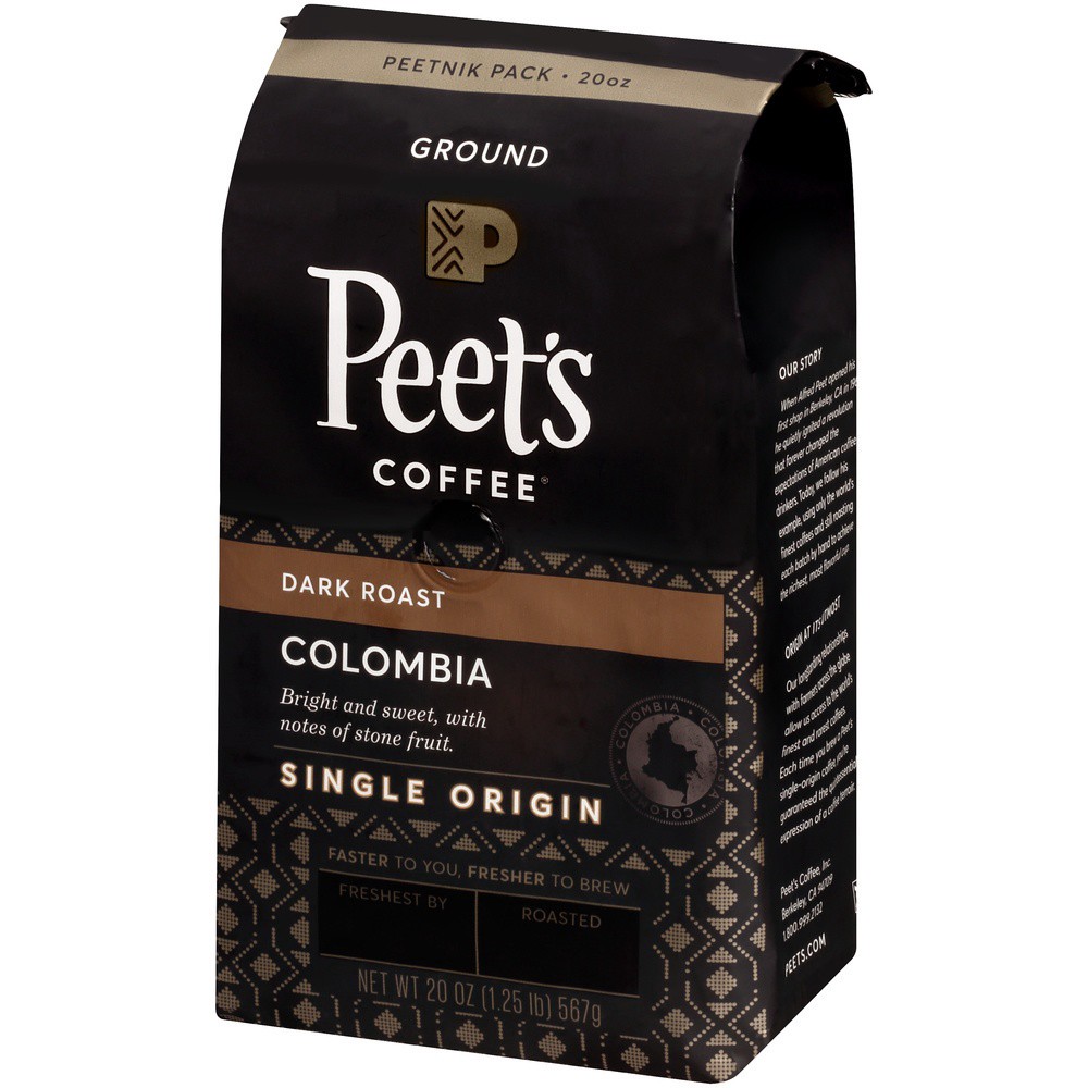 slide 5 of 6, Peet's Coffee, Ground, Dark Roast, Columbia, Peetnik Pack - 10.5 oz, 20 oz