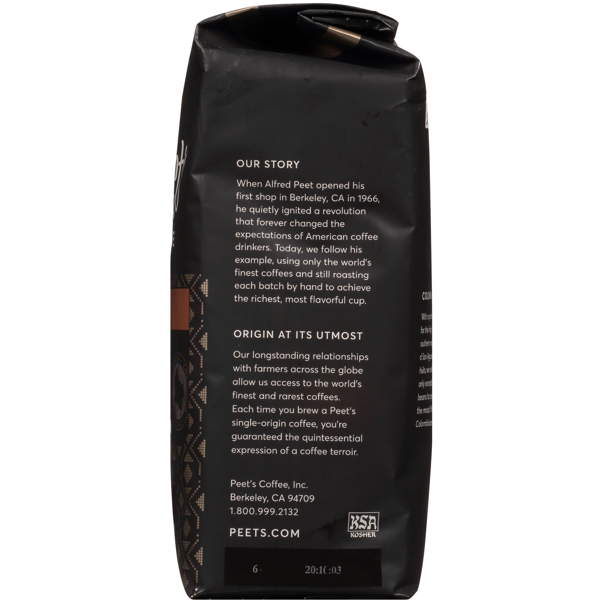 slide 2 of 6, Peet's Coffee, Ground, Dark Roast, Columbia, Peetnik Pack - 10.5 oz, 20 oz