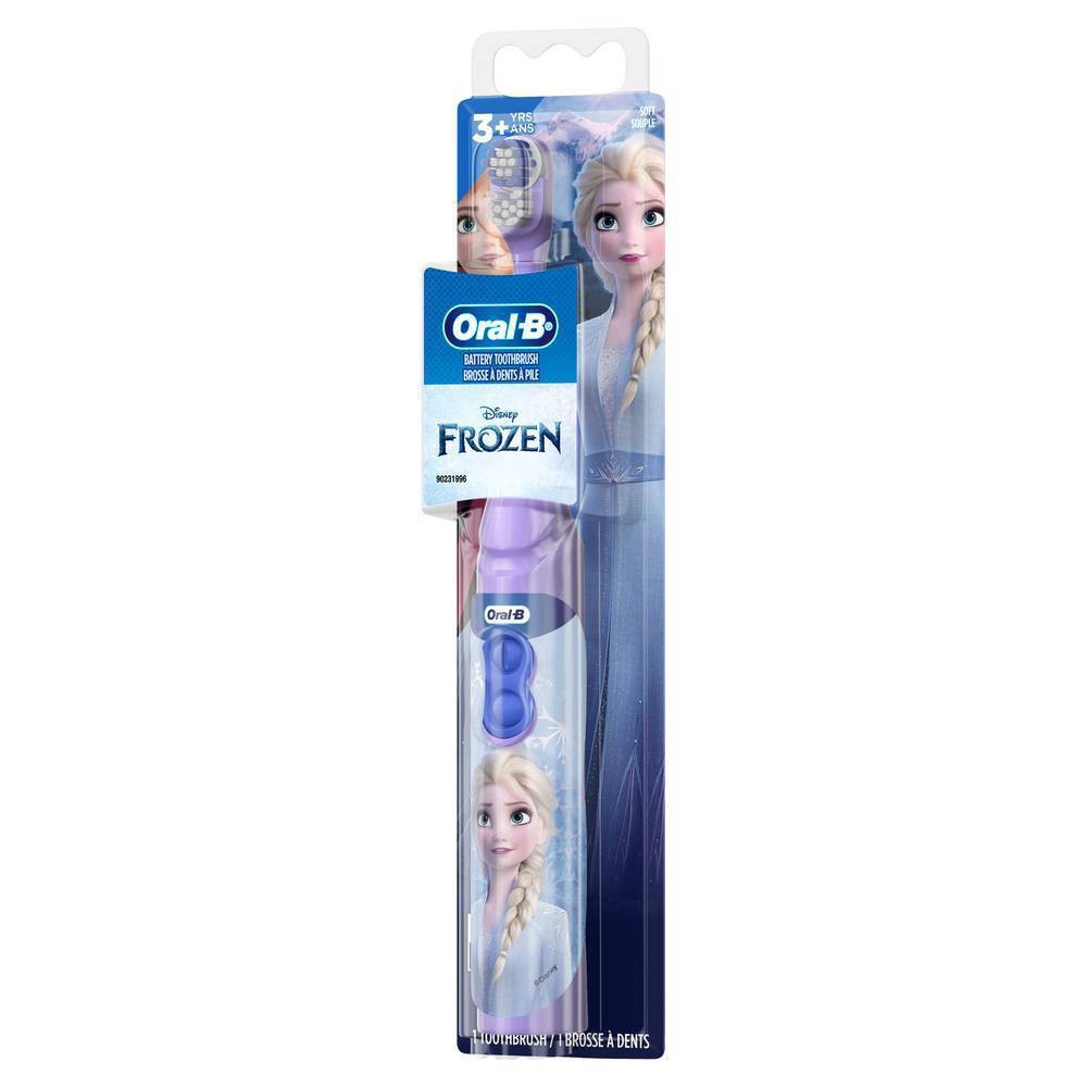slide 5 of 9, Oral-B Kid's Battery Toothbrush featuring Disney's Frozen, Soft Bristles, for Kids 3+, 1 ct