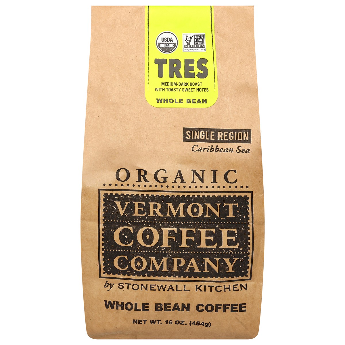 slide 12 of 13, Vermont Coffee Company Organic Single Region Caribbean Sea Medium-Dark Roast Whole Bean Tres Coffee 16 oz, 16 oz