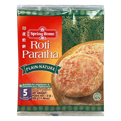 slide 1 of 1, Spring Home Roti Paratha, Plain, 11.46 oz