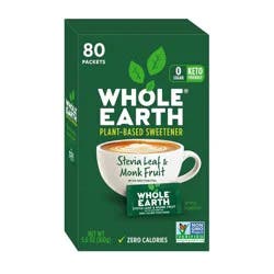Whole Earth Sweetener Co. Packets Natural Stevia Leaf & Monk Fruit Sweetener Blend 80 ea