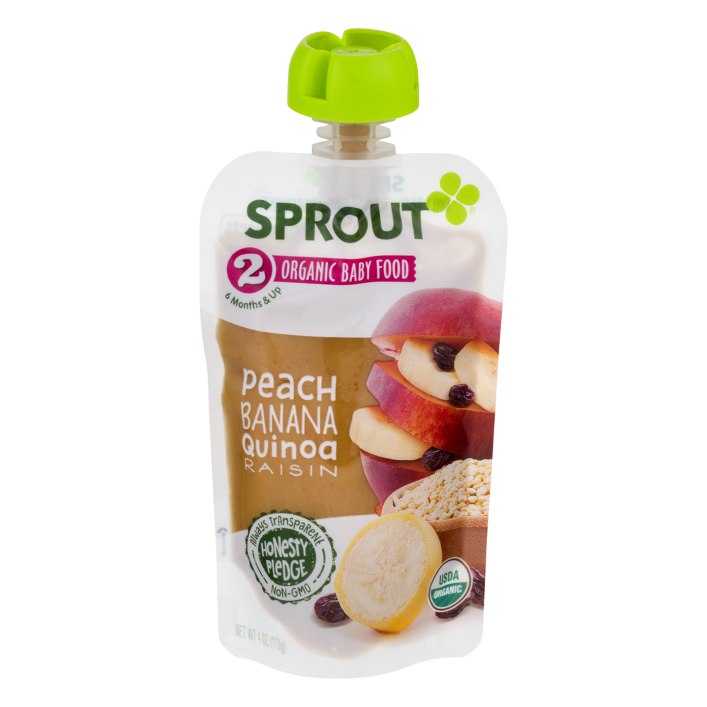 slide 1 of 2, Sprout Organic Foods Stage 2 Peach Berry Oatmeal & Quinoa Baby Food, 4 oz