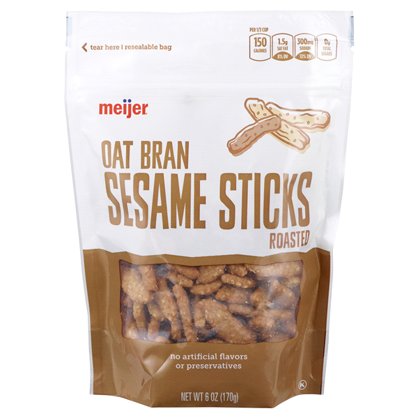 slide 1 of 2, Meijer Roasted Oat Bran Sesame Sticks, 6 oz