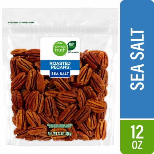slide 1 of 4, Simple Truth Sea Salt Roasted Pecans, 12 oz