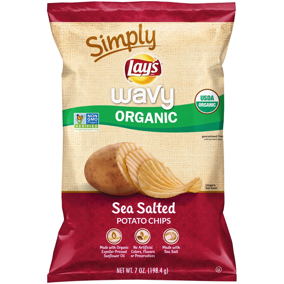 slide 1 of 1, Frito-Lay Wavy Organic Sea Salt Chips, 7 oz