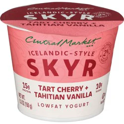 Central Market 15g Protein Icelandic Style Skyr Low Fat Yogurt - Tart Cherry & Tahitian Vanilla