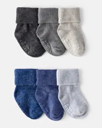 Carter's Baby Boy 6-Pack Ankle Socks - Blue Blue/Grey 0-3