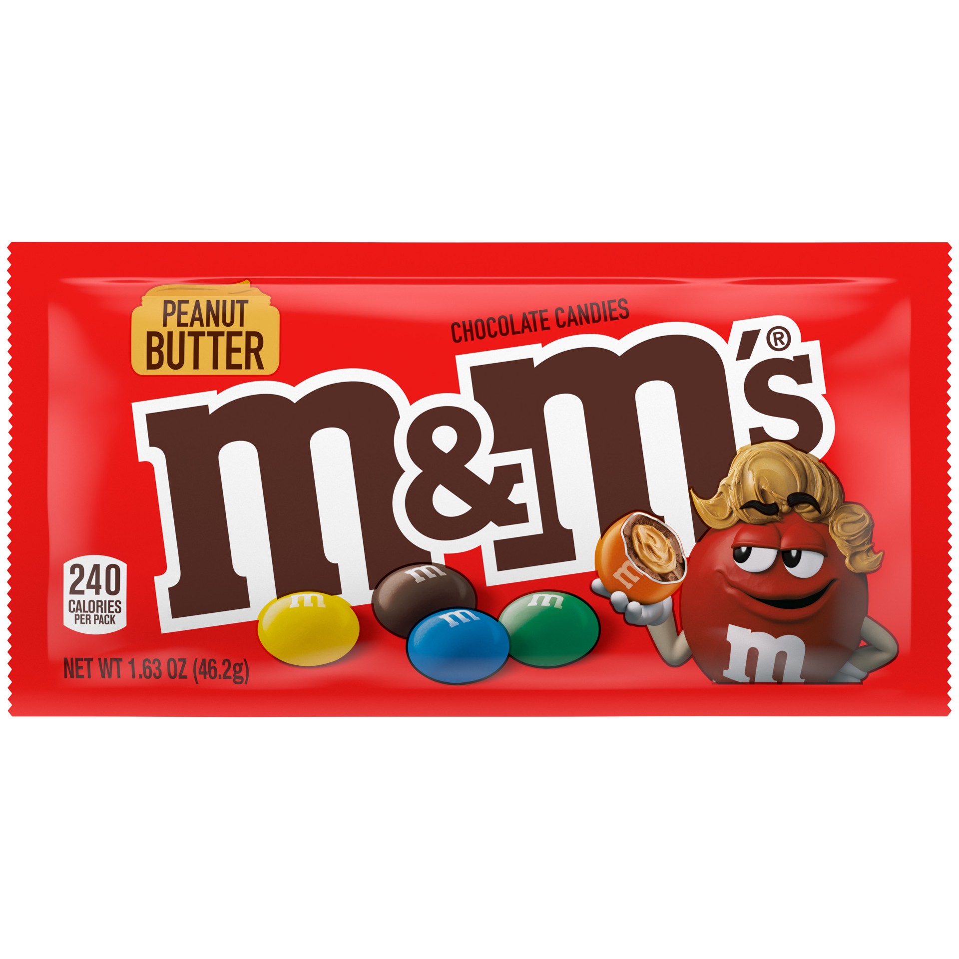 slide 1 of 8, M&M's Peanut Butter Milk Chocolate Candy, Full Size, 1.63 oz Bag, 1.63 oz