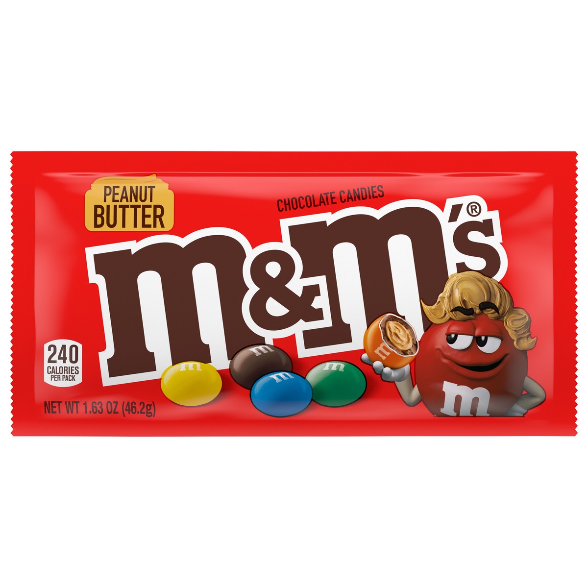 slide 1 of 8, M&M'S Peanut Butter Milk Chocolate Candy, Full Size, 1.63 oz Bag, 1.63 oz