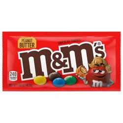 M&M''S Peanut Butter Milk Chocolate Candy, Full Size, 1.63 oz Bag