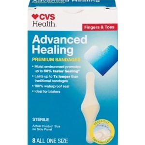 slide 1 of 1, CVS Health Advanced Healing Premium Bandages, Fingers & Toes, 8 ct
