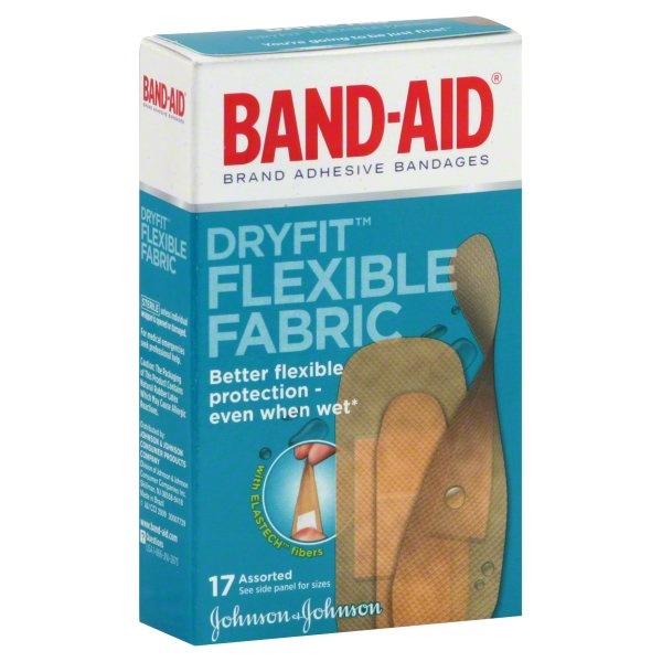slide 1 of 1, BAND-AID Band-Aid Dryfit Flexible Fabric Bandages, 17 ct