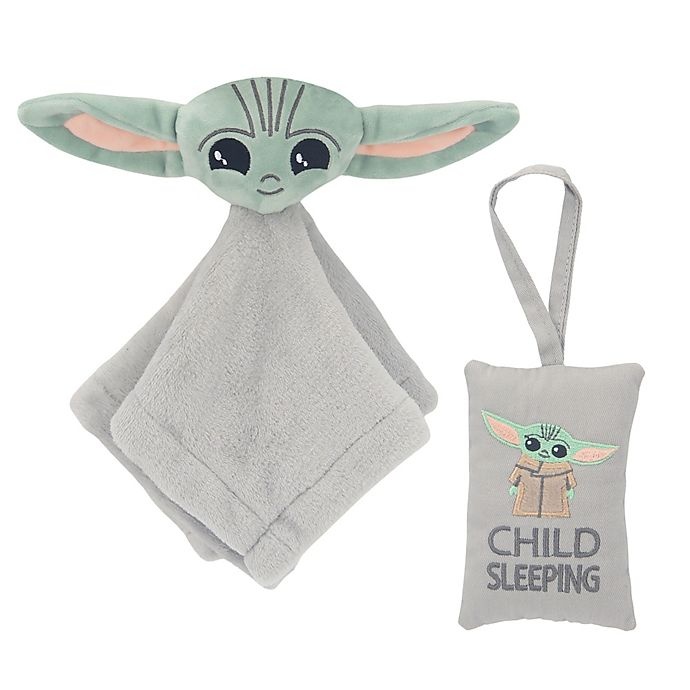 slide 1 of 6, Lambs & Ivy Star Wars Baby Yoda Lovey Plush Security Blanket & Door Pillow Set, 1 ct