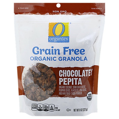 slide 1 of 1, O Organics Granola Grain Free Choc Pepita, 8 oz