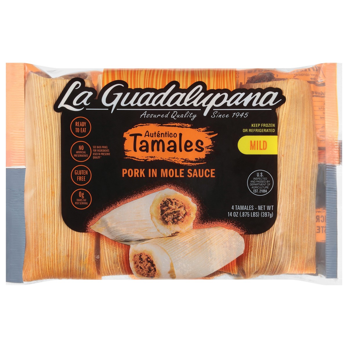 slide 1 of 14, La Guadalupana Mild Pork in Mole Sauce Tamales 4 Each, 4 ct