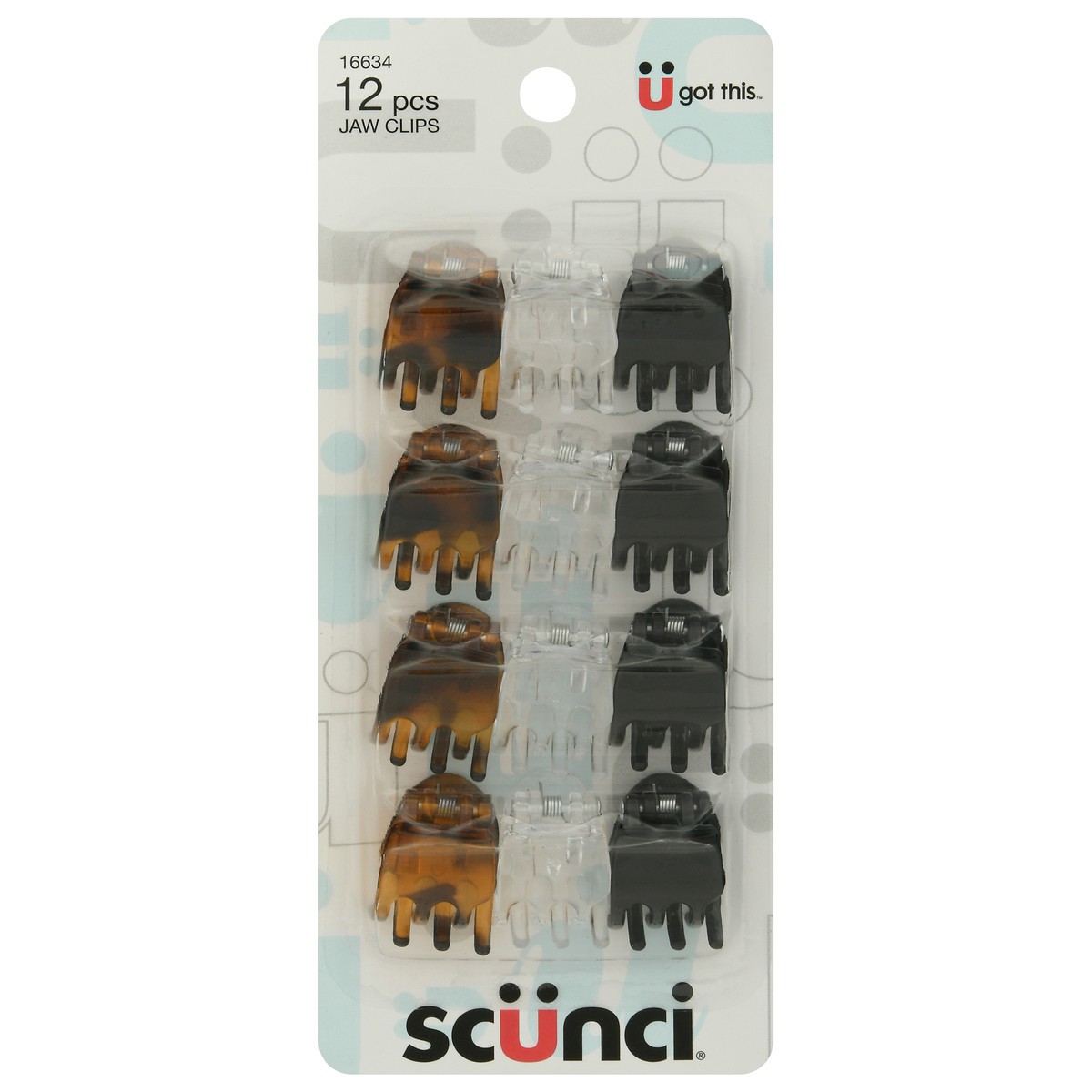 slide 1 of 9, scünci Scunci Effortless Beauty Everyday Fashion Chunky Jaw Clips For Hair 12 Pack, 12 ct