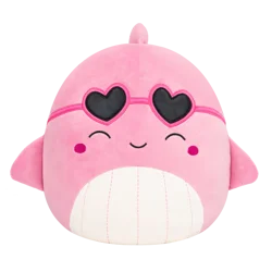 Squishmallows Pink Whale with Closed Eyes and Heart Sunglasses Plush