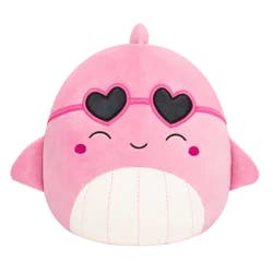 Squishmallows Pink Whale with Closed Eyes and Heart Sunglasses Plush