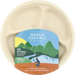 World Centric 10 Inch 3-Compartment Plates - 20 ct